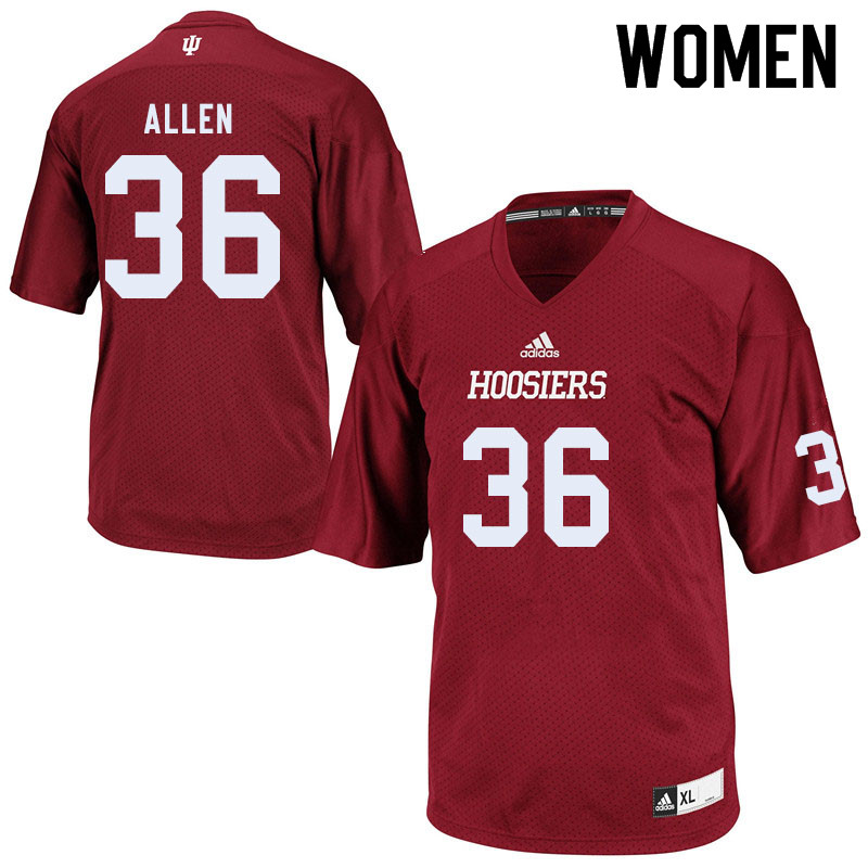 Women #36 Will Allen Indiana Hoosiers College Football Jerseys Sale-Crimson